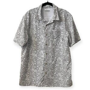 Columbia Men's PFG Short Sleeve Size Size L Gray White Tropical Print Fishing